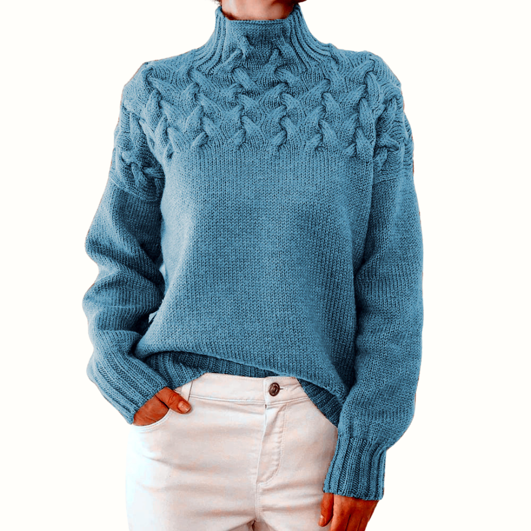 Women's Warm Turtleneck Sweater in Sky Blue