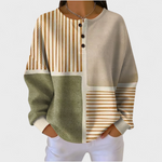 Women's Beige Striped Patchwork Sweater