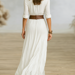 Women's Long Linen Dress with Reverse Collar, photo 4