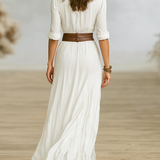 Women's Long Linen Dress with Inverted Collar, photo 4