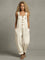 Women's Pocketed Denim Overalls in White