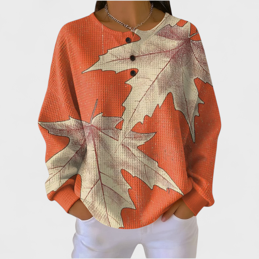 Women's Orange Autumn Leaf Sweater