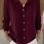 Women's Shawl Collar Button Cardigan in Burgundy