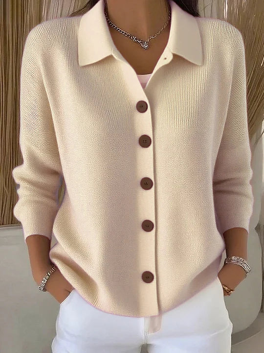 Women's Shawl Collar Button Cardigan in Apricot