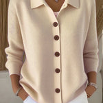 Josephine Cardigan with Collar in Apricot