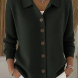 Women's Shawl Collar Button Cardigan in Green
