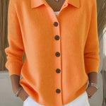 Women's Button-Front Collared Cardigan in Orange
