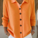 Women's Shawl Collar Button Cardigan in Orange