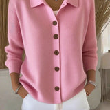 Women's Shawl Collar Button Cardigan in Pink