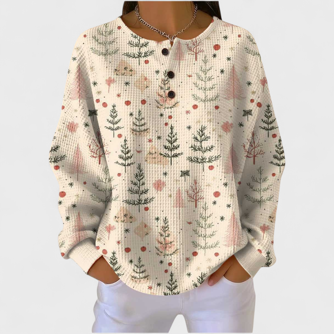 Women's Cream Delicate Tree Sweater