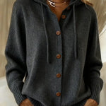 Women's Button Cardigan Hoodie in Black