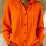 Women's Button Cardigan Hoodie in Orange