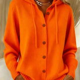 Women's Button Cardigan Hoodie in Orange