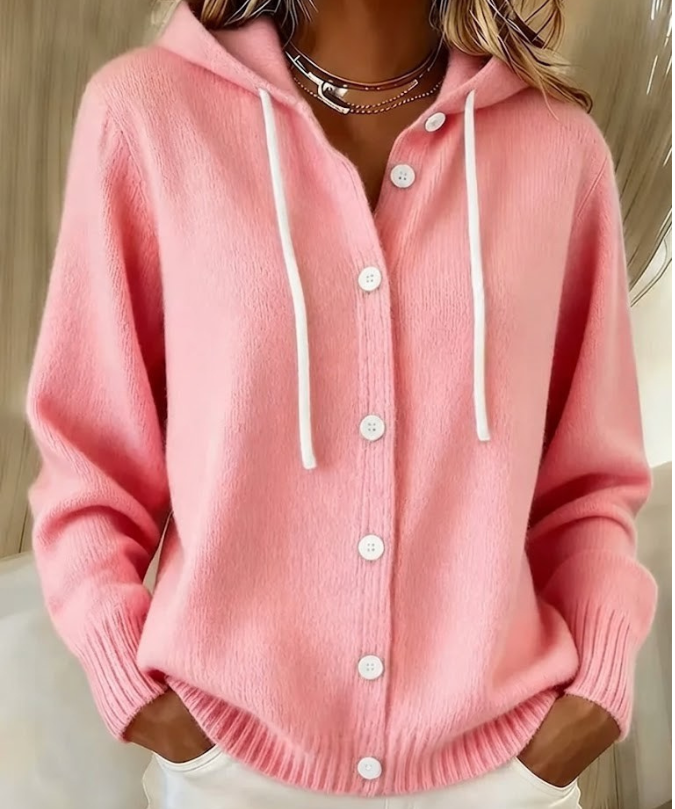 Women's Pink Cozy Button Cardigan