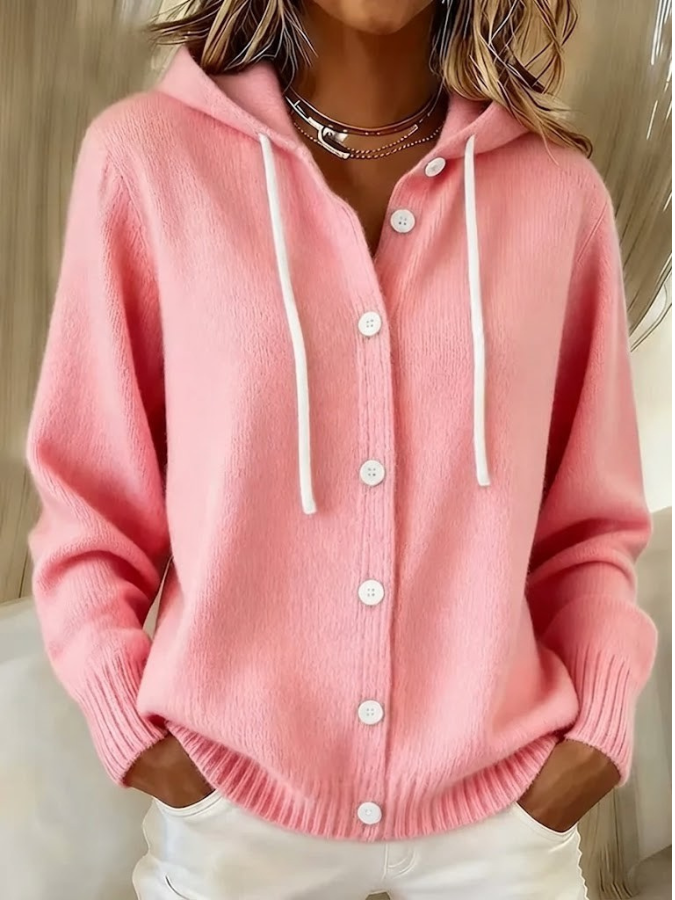 Women's Pink Cozy Button Cardigan