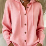 Women's Hooded Button-Front Cardigan in Pink