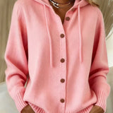 Women's Button Cardigan Hoodie in Pink