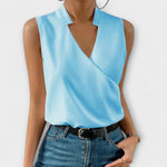 Women's Sophisticated V-neck Top in Sky Blue
