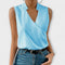 Women's Sophisticated V-neck Top in Sky Blue