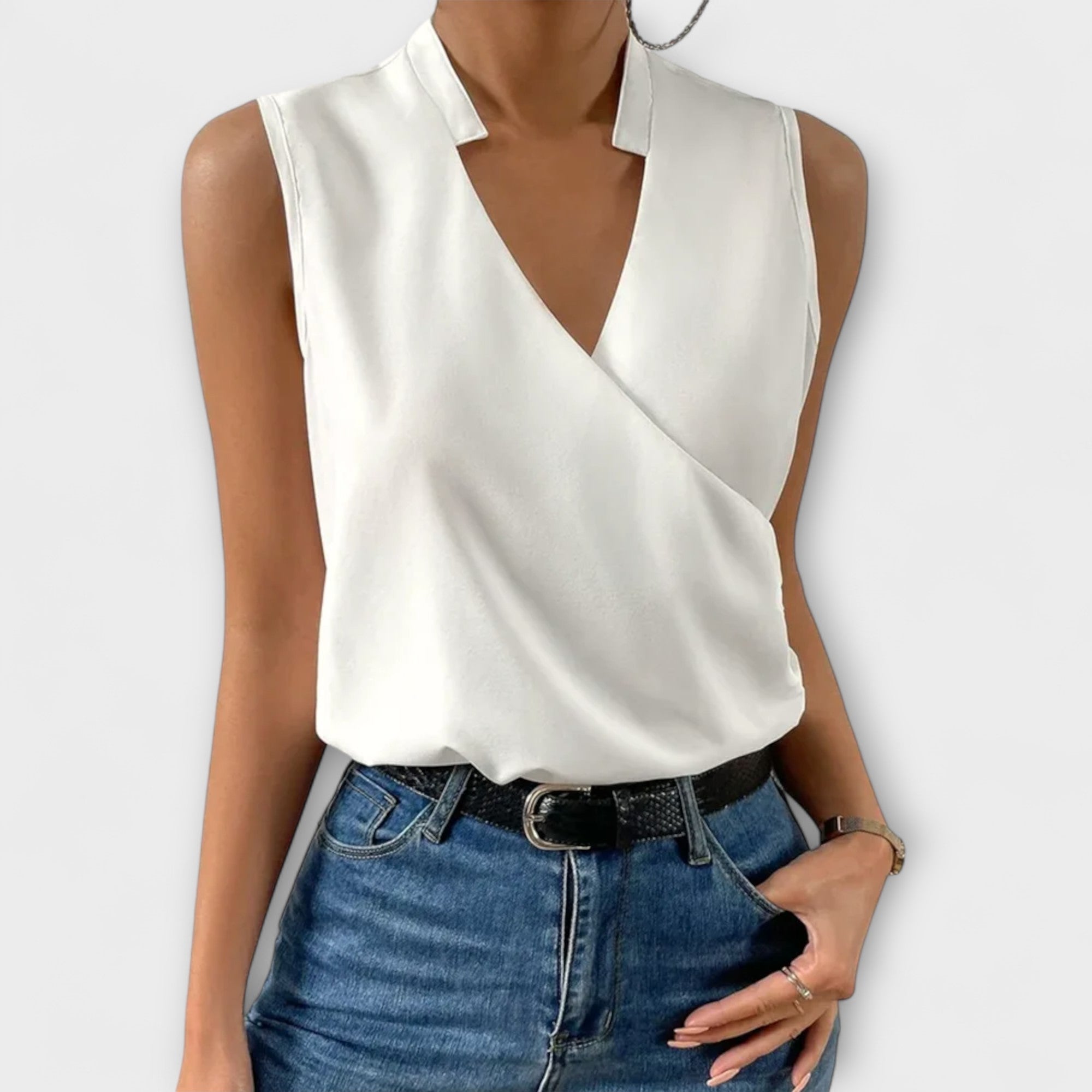 Women's Sophisticated V-neck Top in White