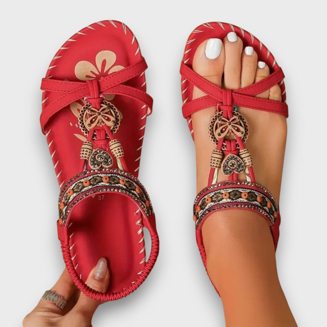 Women's Boho Sandals with Comfort in Red