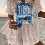 Women's Pink Stripe Two-Piece Summer Set