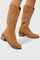 Suede Western Boots with Stitch Detail in Brown