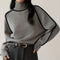 Women's Ribbed Turtleneck Sweater in Light Gray