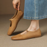 Women's High-Vamp Mary Jane Flats in Apricot
