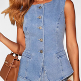 Fitted Sleeveless Jacket & Wide-Leg Jeans, photo 7