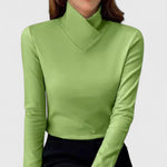 Clair Elegant Mock-Neck Sweater in Green