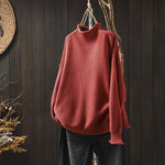 Women's Chunky Turtleneck Sweater in Red