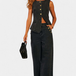 Fitted Sleeveless Jacket & Wide-Leg Jeans, photo 2