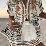 Women's Folk Art Print Two-Piece Summer Set