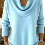 Women's Cowl Neck Sweater in Sky Blue