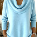 Women's Cowl Neck Sweater in Sky Blue
