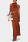 Two-Piece Draped Halter Neck Set with Open Back Design in Brown