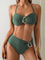 Metal Buckle Suspender Bikini Two-Piece in Green
