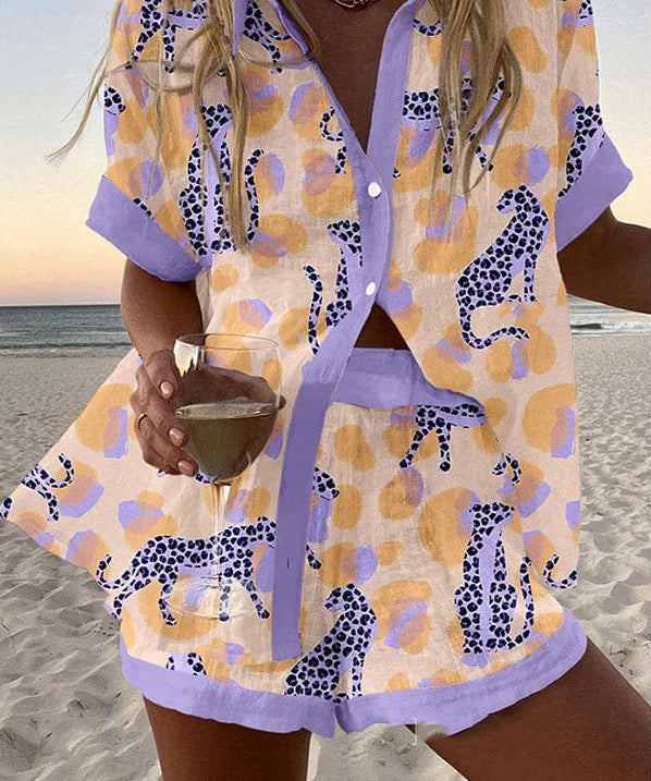 Women's Cheetah Print Two-Piece Summer Set