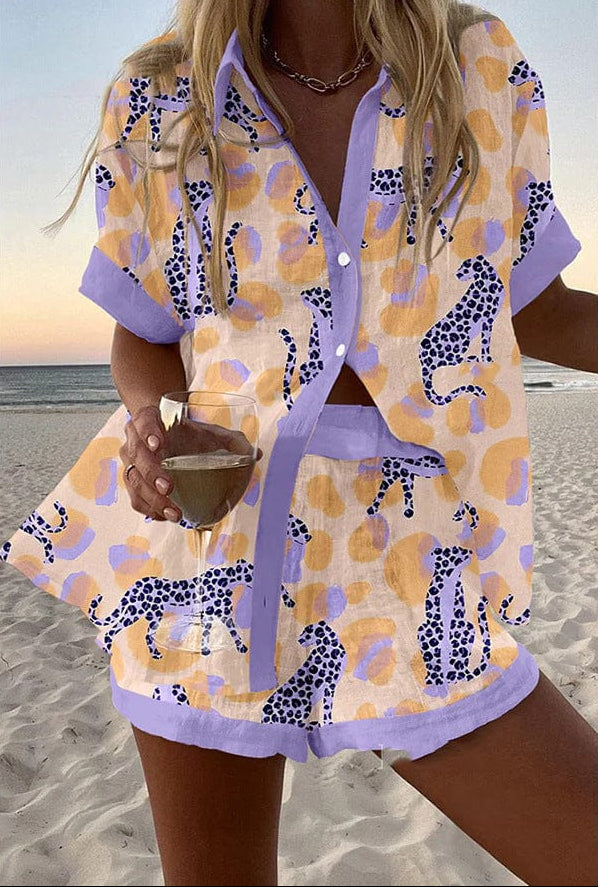 Women's Cheetah Print Two-Piece Summer Set