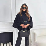 Women's Cozy High Neck Buttoned Coat in Black