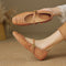 Women's Leather Mary Jane Ballet Flats in Apricot