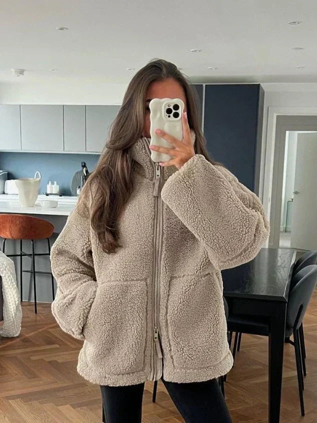Women's Soft Zip-Front Teddy Jacket, photo 4