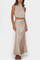 Two-Piece Draped Halter Neck Set with Open Back Design in Beige