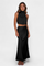 Two-Piece Draped Halter Neck Set with Open Back Design in Black