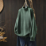 Women's Chunky Turtleneck Sweater in Green