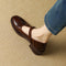 Women's Two-Tone Wingtip T-Strap Shoes in Brown