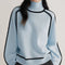 Women's Ribbed Turtleneck Sweater in Light Blue