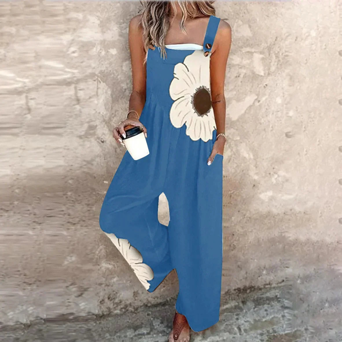 Delilah Comfortable printed jumpsuit in Blue