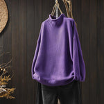 Women's Chunky Turtleneck Sweater in Purple